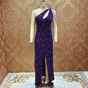 Women’s purple sequin floor length formal gown